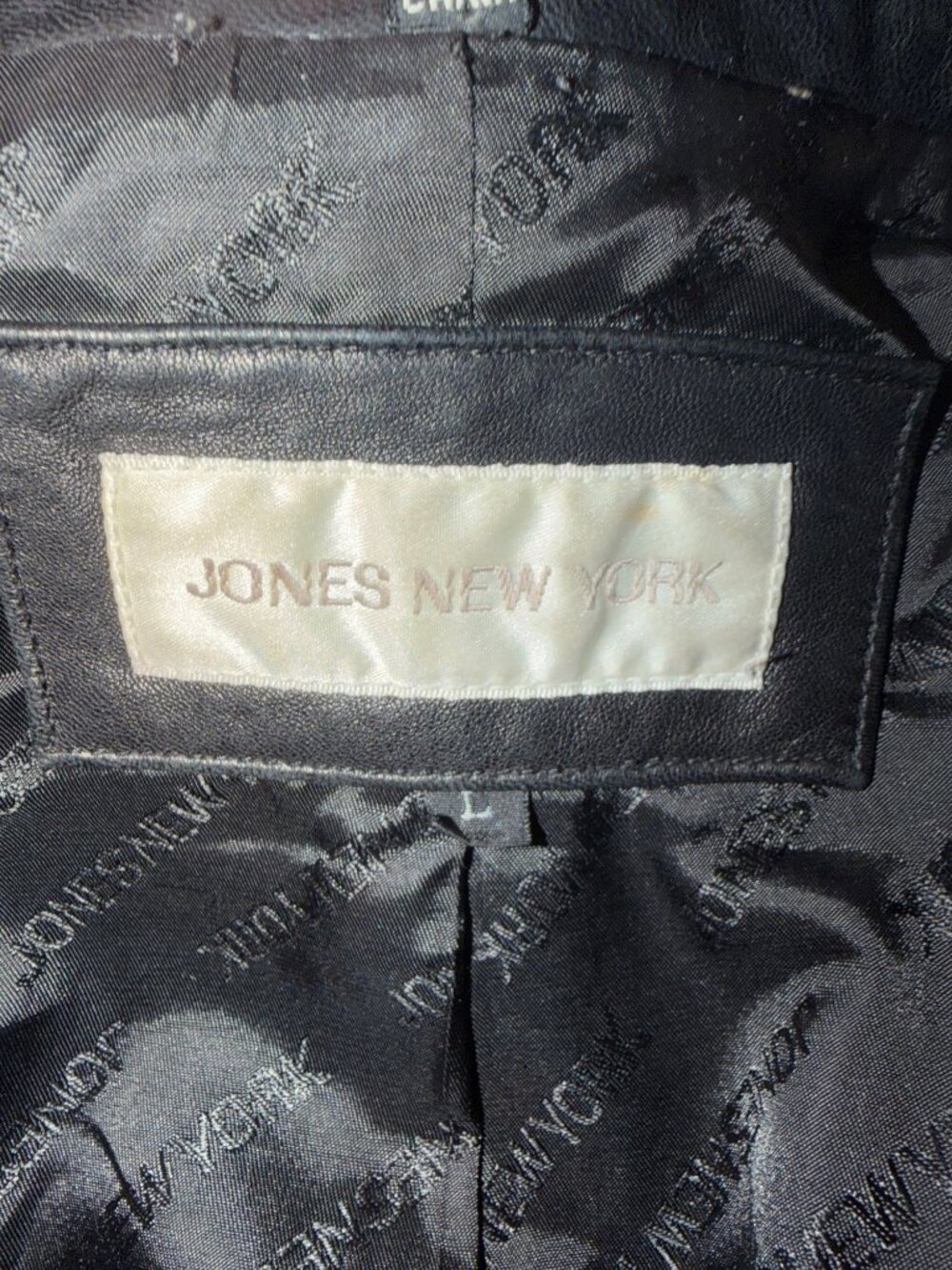 Jones New York Womens M Black Genuine Leather Blazer Jacket Quiet Luxury 90s - Picture 8 of 12